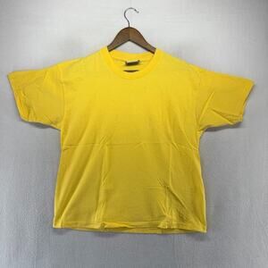 Vintage Blank Shirt men's large Yellow Lee Boxy Crop Made In USA Total Cotton 90